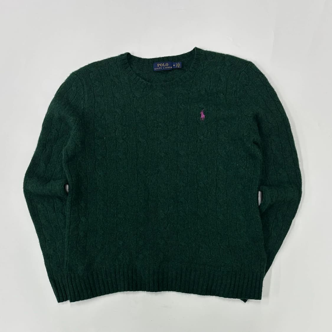 폴로 랄프로렌 신형 딮그린 울 케이블 크루넥 걸즈 니트(M) 상품이미지2