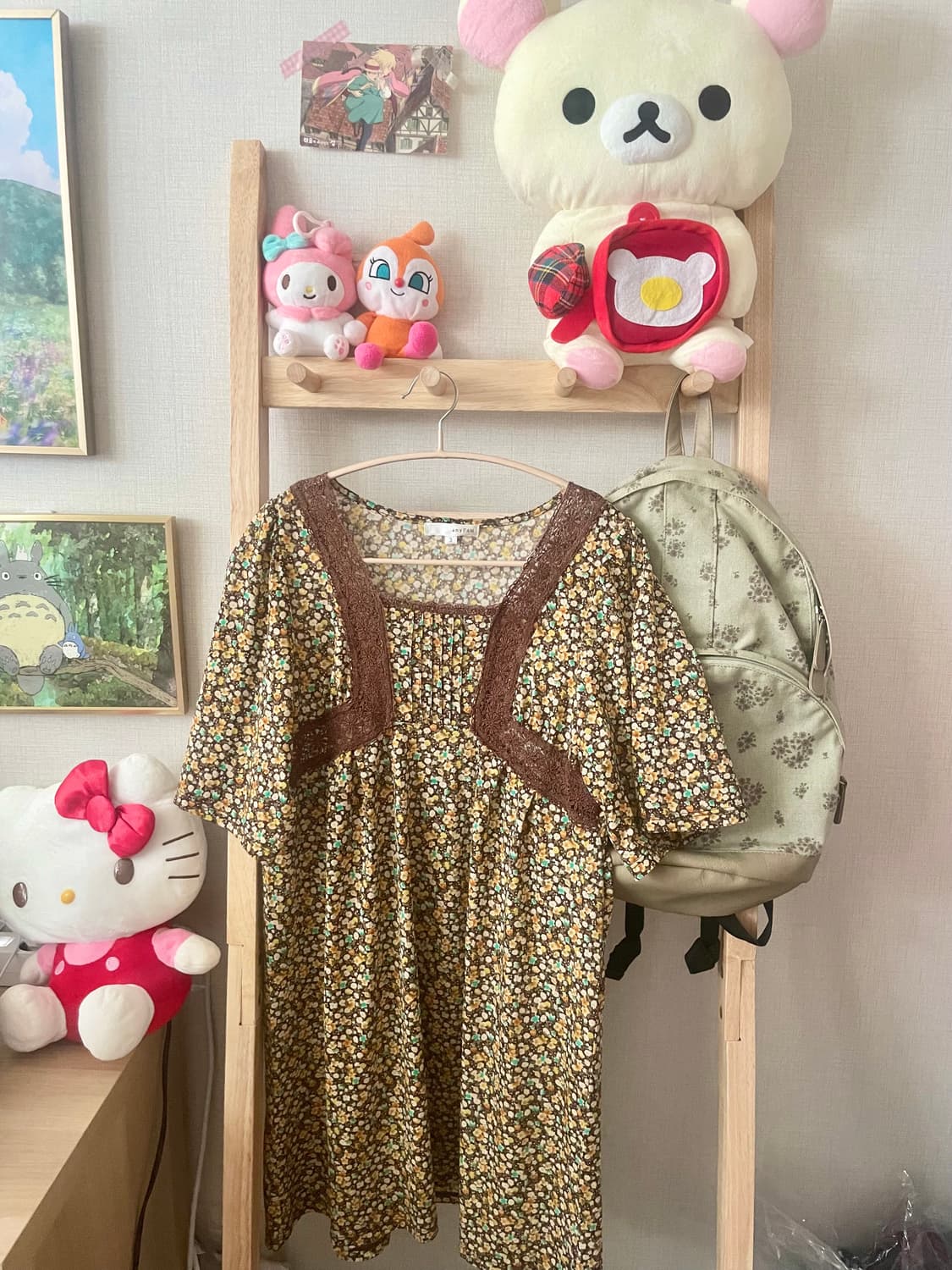 모리걸 빈티지 잔꽃 레이스 블라우스 🌸💛🤎🍀 상품이미지1