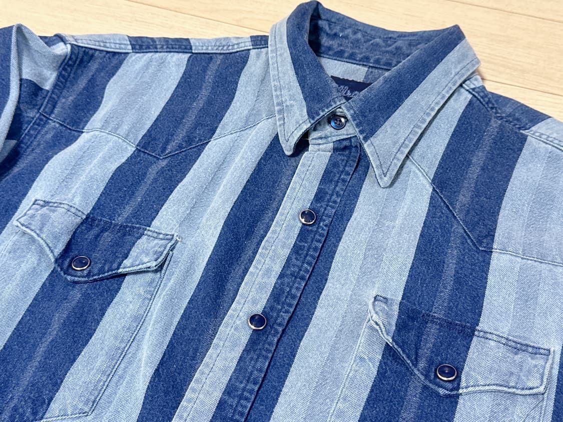 랭글러 USA 블루 스트라이프 웨스턴셔츠(L) 상품이미지4