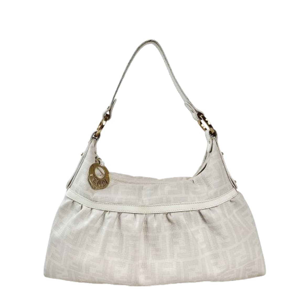 정품 펜디 화이트/그레이 코팅 캔버스 셰프백 상품이미지1