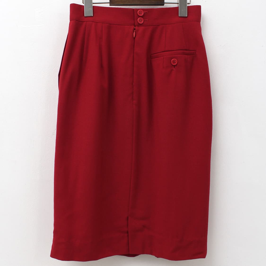 일본 빈티지 레드 써머 울 골드 더블버튼 자켓 미디 스커트 셋업 세트 상품이미지9