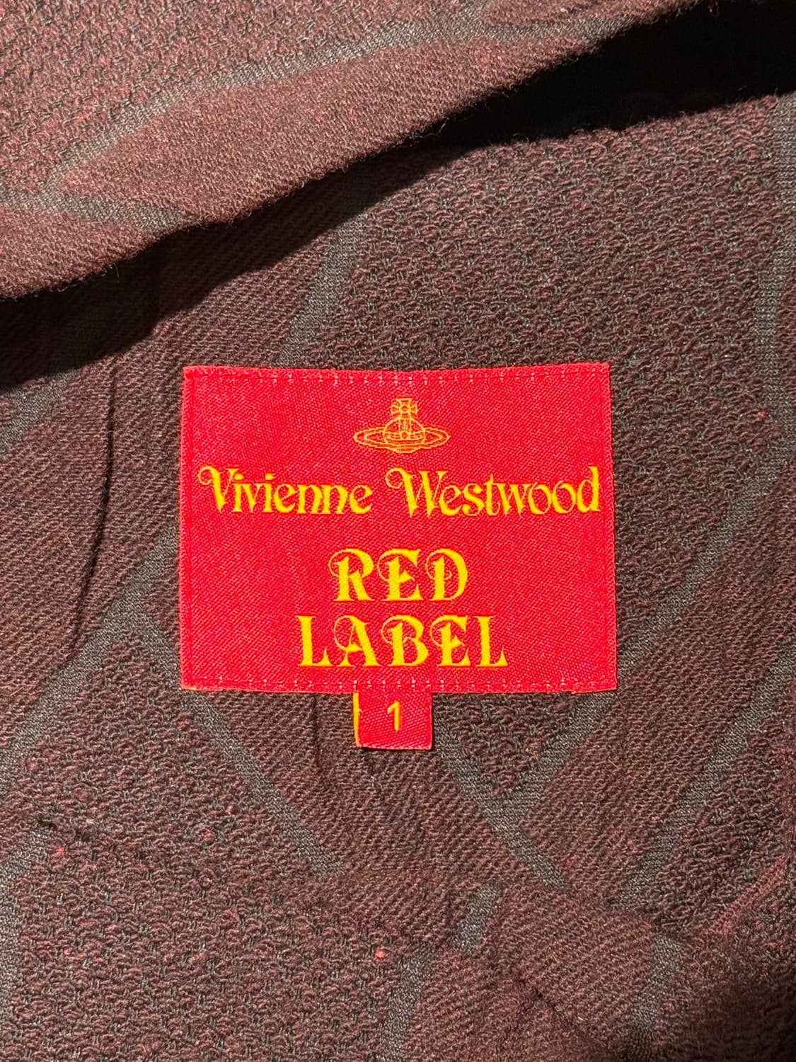 비비안 웨스트우드 레드라벨 버건디 orb 버튼 자카드 코트  상품이미지7