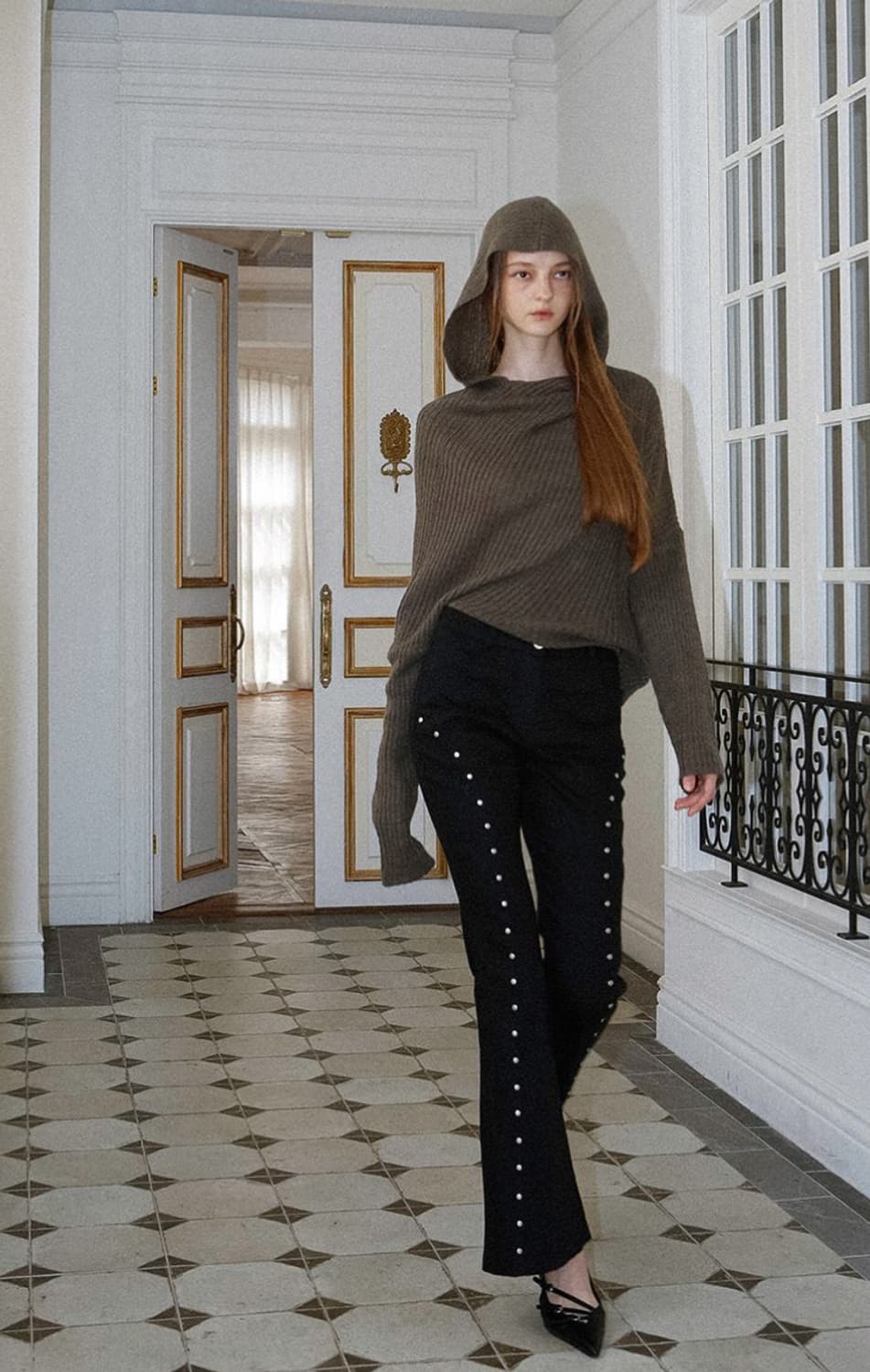 THE PORTA Line Stud Boot Cut Pants 상품이미지3