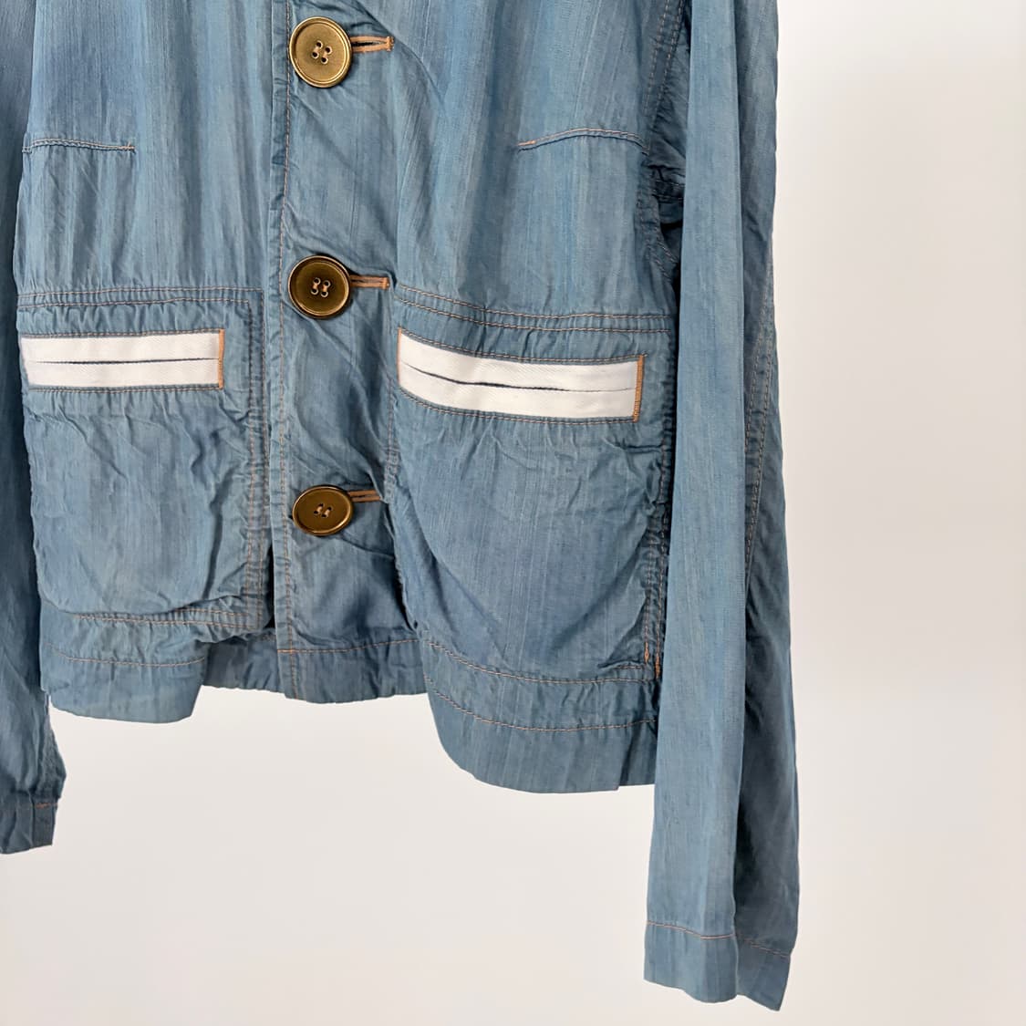 Washed Denim Non Collar Jacket 상품이미지5