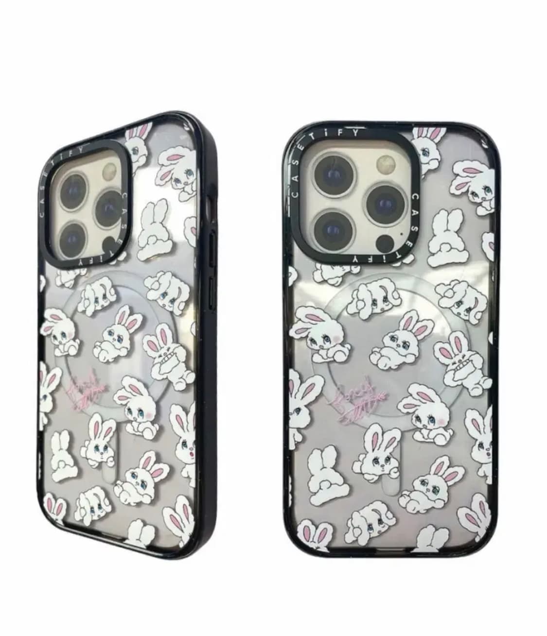 케이스티파이 아이폰 케이스 화이트 토끼  블랙 범퍼 투명 상품이미지1