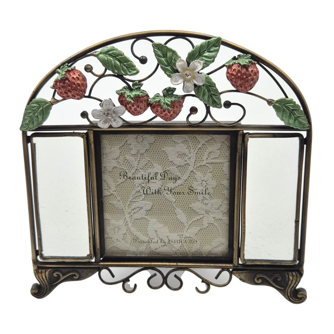 90s 엔틱 딸기 넝쿨 글라스 탁상 액자 상품이미지1