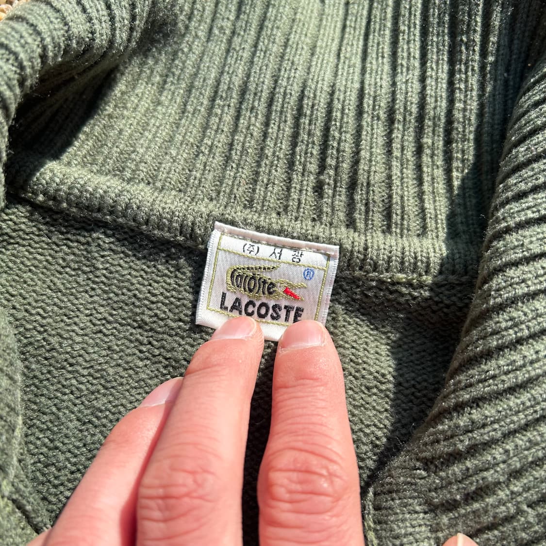 라코스테(Lacoste) 카키 반버튼 니트 상품이미지4