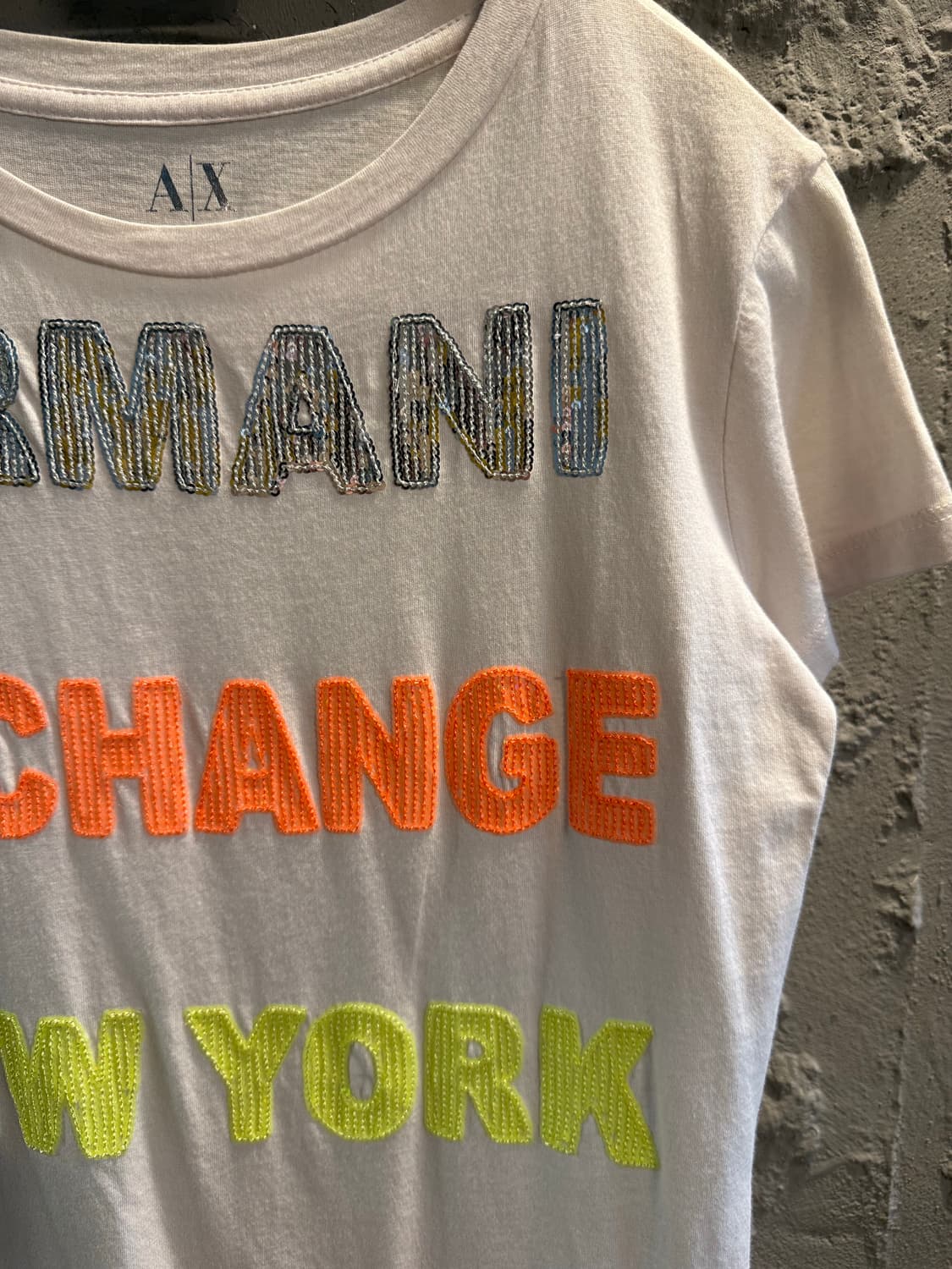 S 알마니익스체인지 멀티 컬러 로고 반팔 티셔츠 화이트 상품이미지3