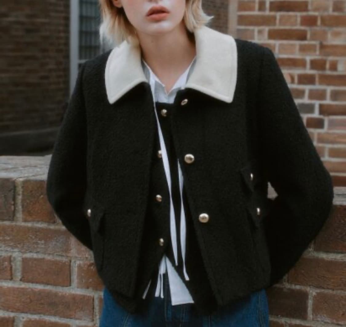 [새상품 택포] 앳코너 카라 탈부착 트위드 자켓 상품이미지1