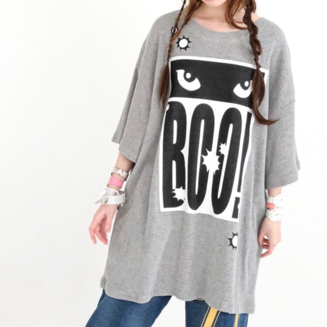 샵페어리 cat's eyes flower waffle top (grey) 상품이미지1