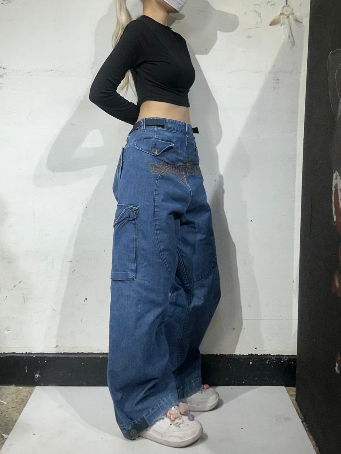 MLB 중청 다저스 콜라보 올드스쿨 데님 힙합 카고 팬츠 청바지  상품이미지1