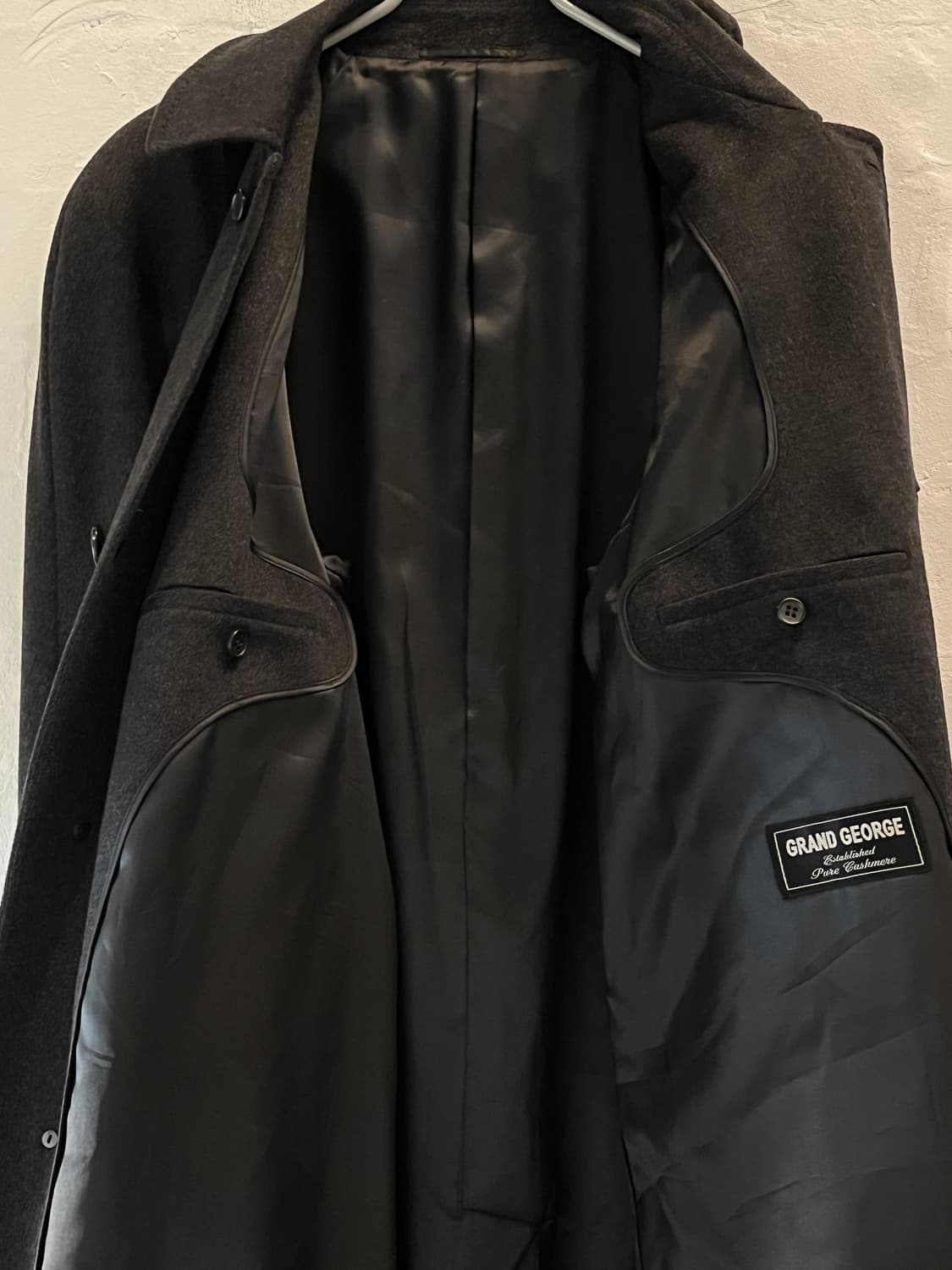 Grand George 차콜 캐시미어 싱글 코트 L 상품이미지4