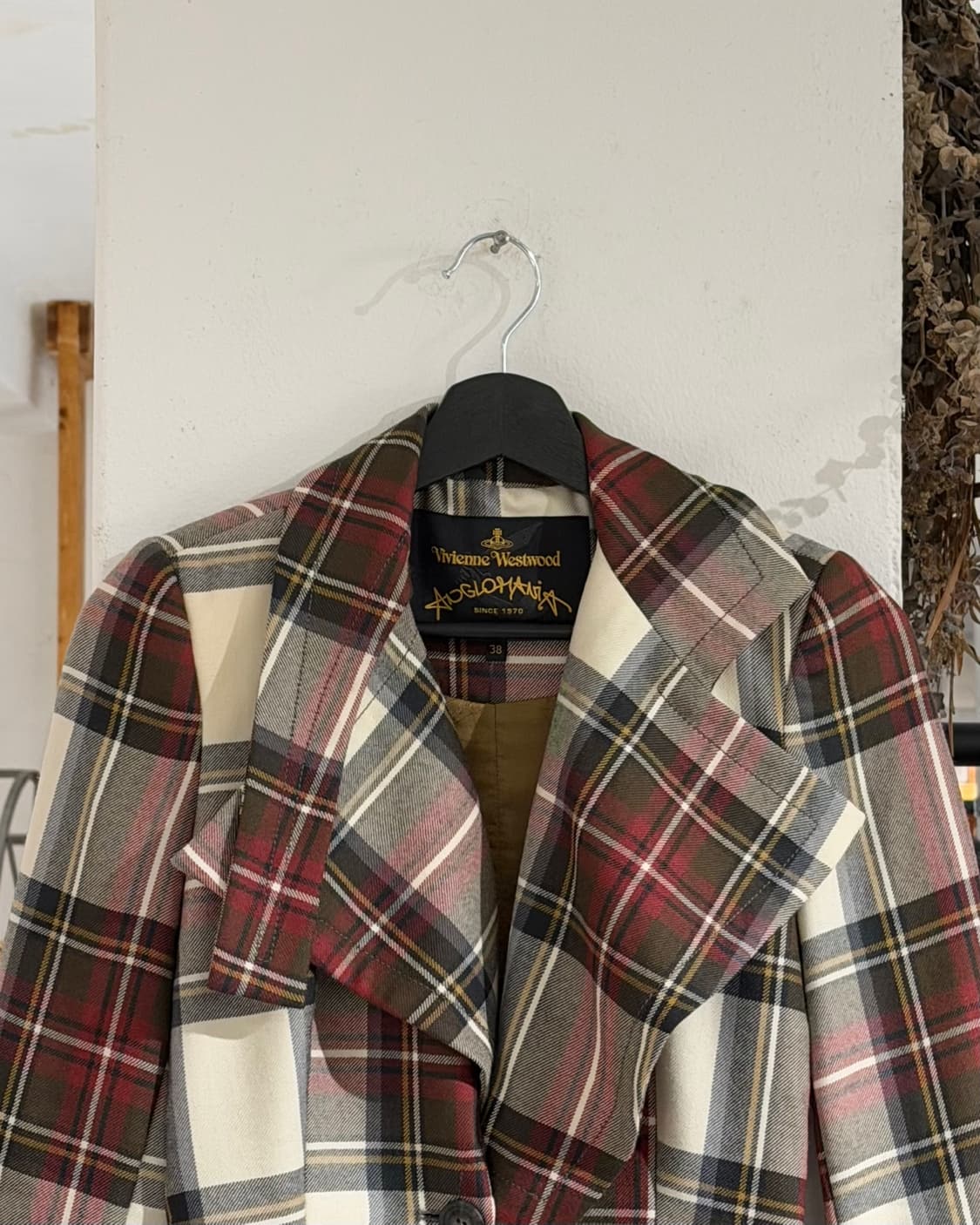 비비안웨스트우드 아이보리 레드 타탄체크 1B 울 자켓 상품이미지4