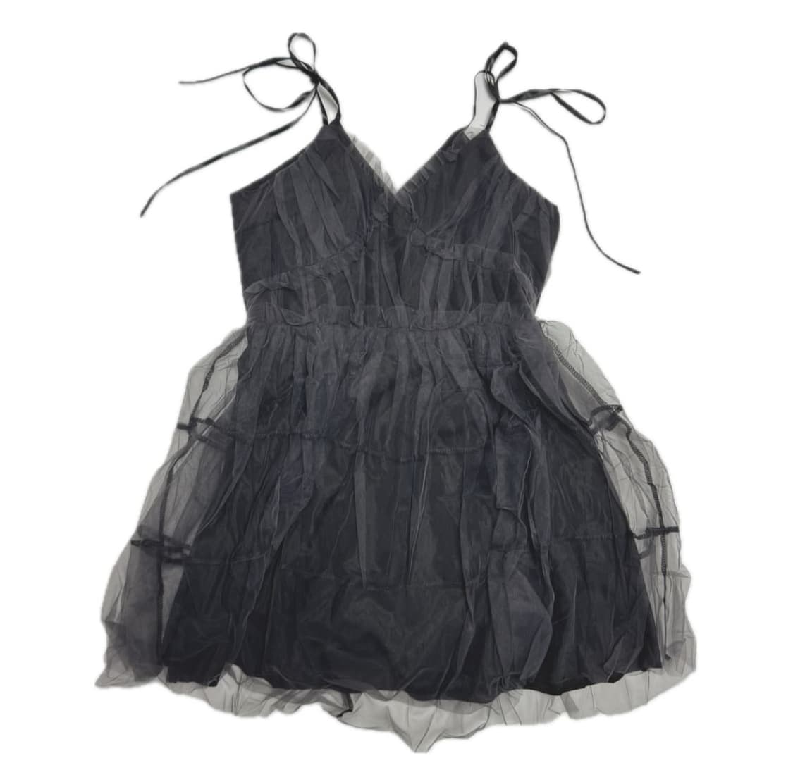 쉬폰 캉캉 레이어드 원피스 일본빈티지 페어리 차콜 상품이미지1