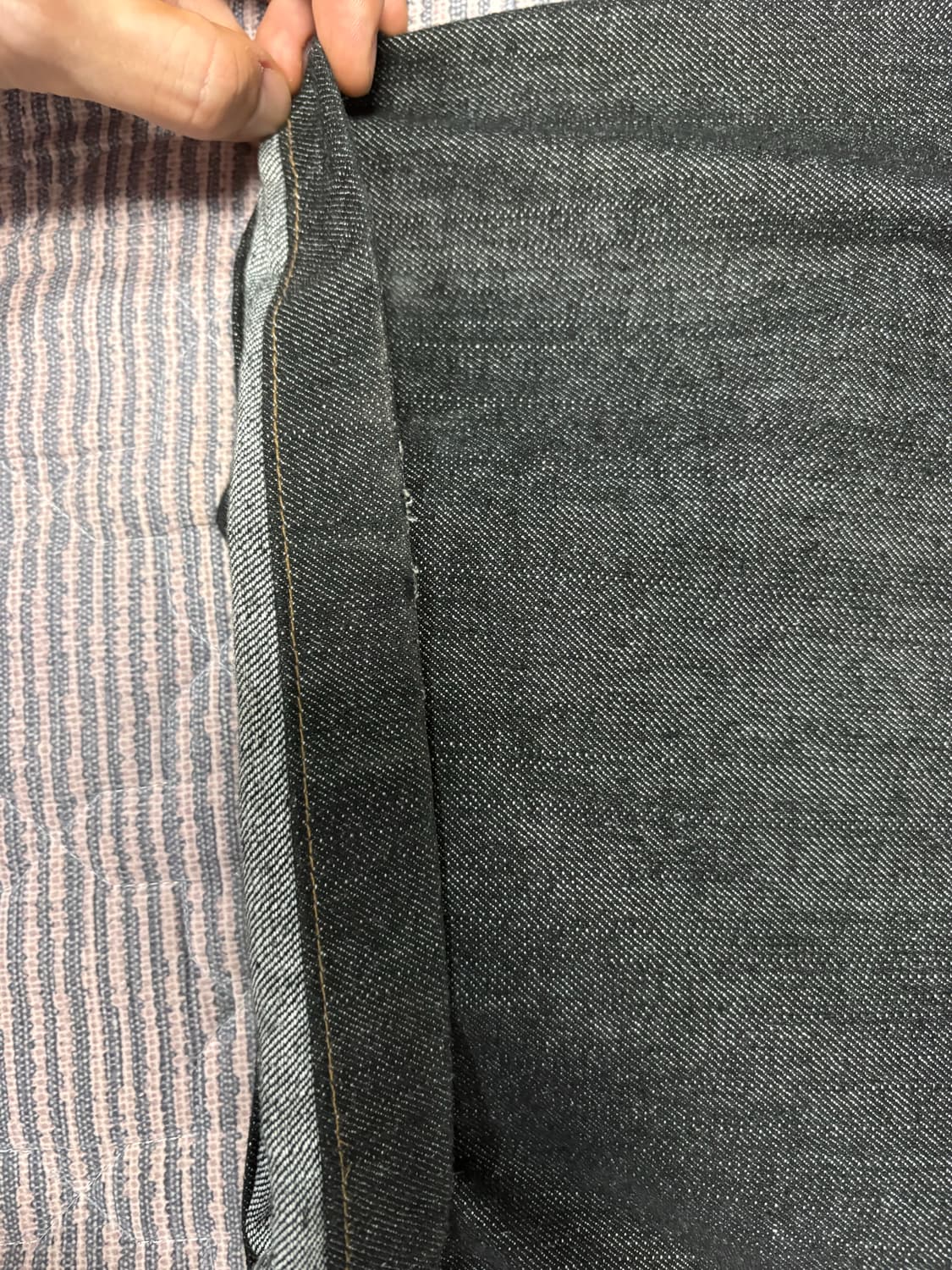 Leather Patch Denim Pants (Black) 상품이미지4