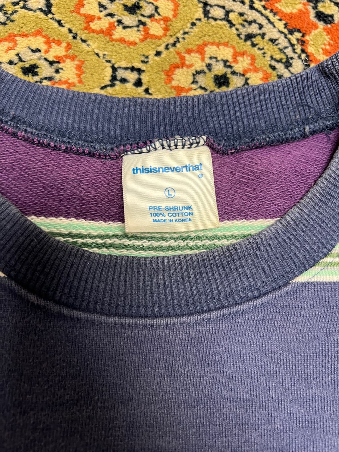 [L] 디스이즈네버댓 인터네셔널 스트라이프 블루퍼플 맨투맨 상품이미지3