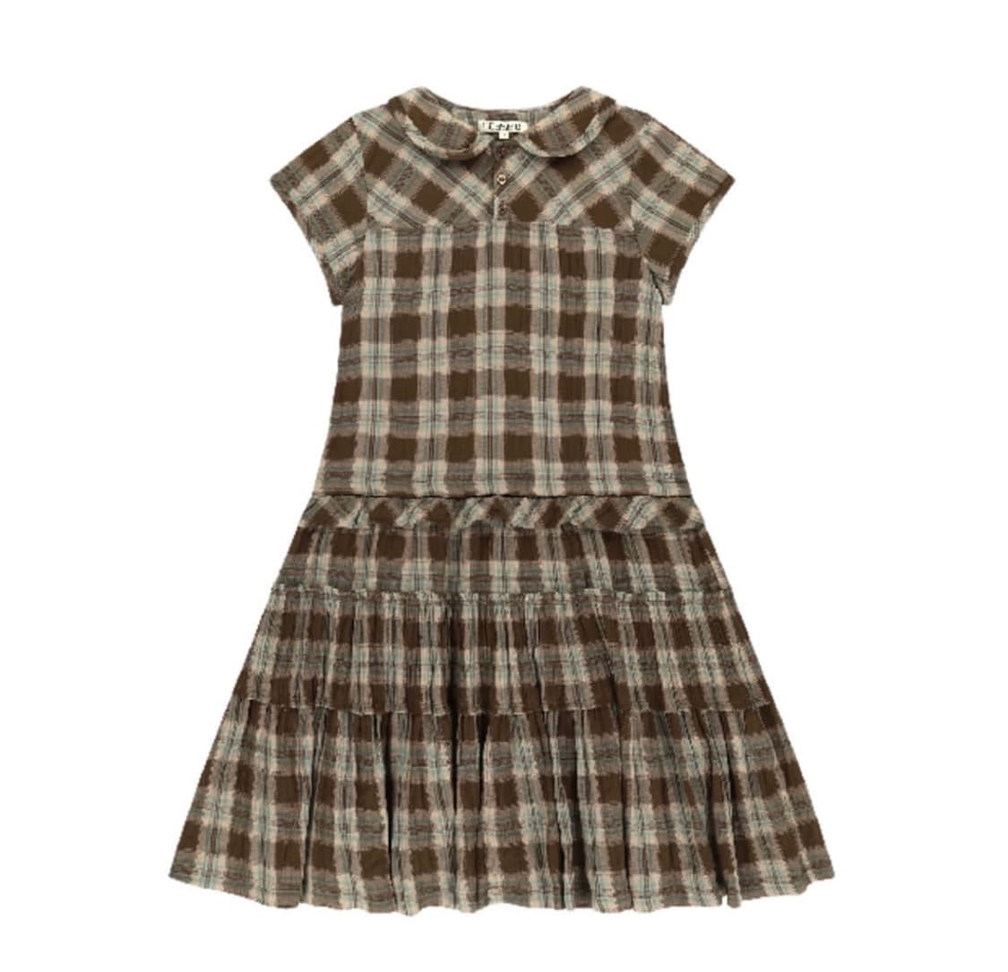 (2) 코이세이오 로우 엣지 체크 원피스 브라운 상품이미지1