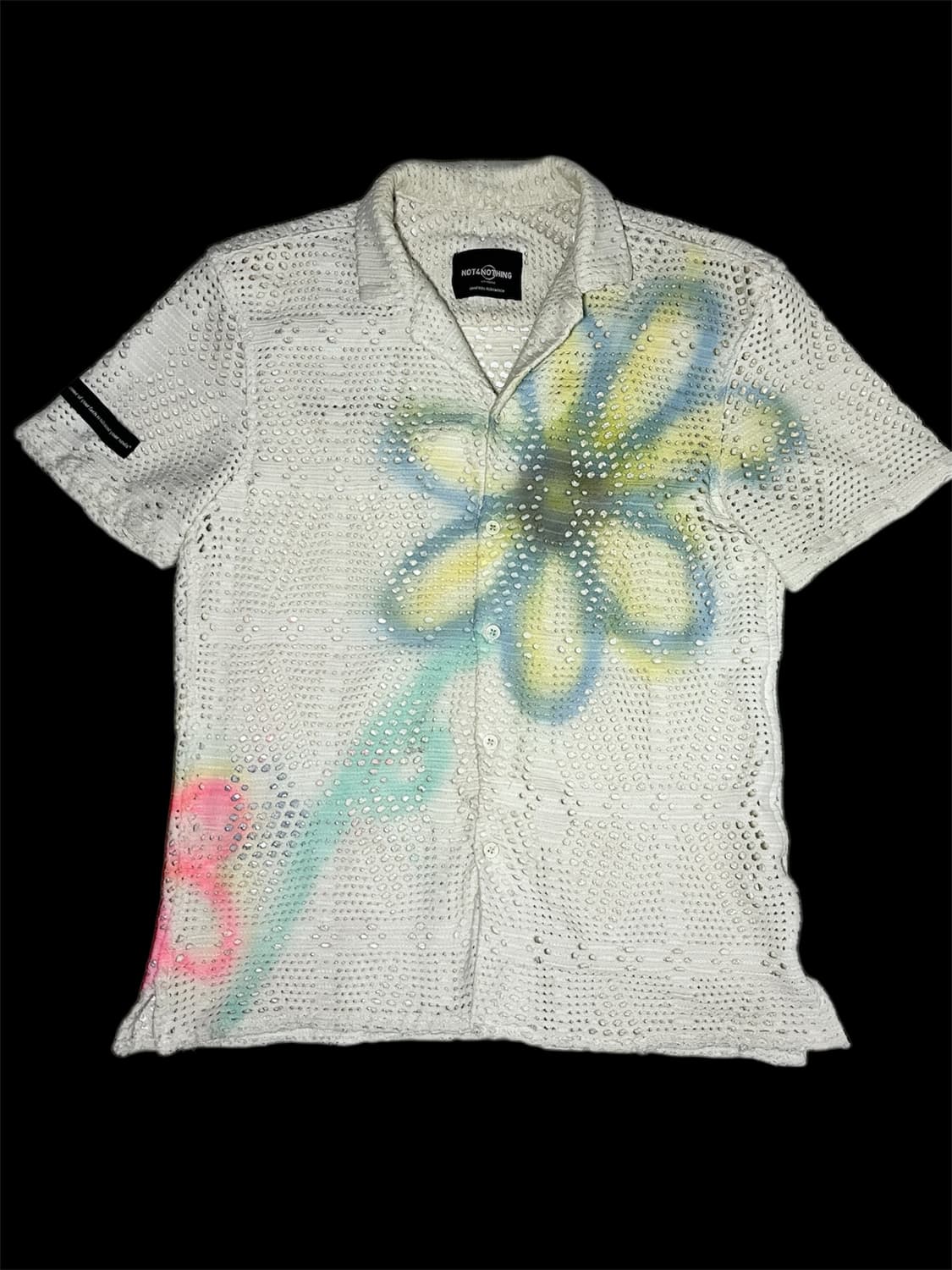 [OS] 빈티지 아카이브 플로랄 그래피티 시스루 니트 셔츠 상품이미지1