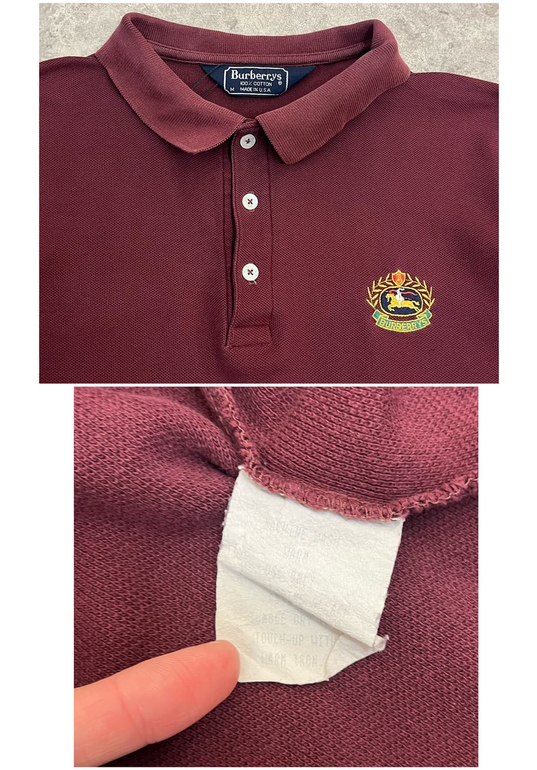 버버리 반팔 카라티 버건디 M #csz3799 상품이미지3