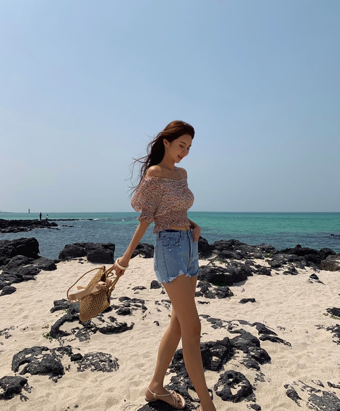 플라워 오프숄더 블라우스 상품이미지5