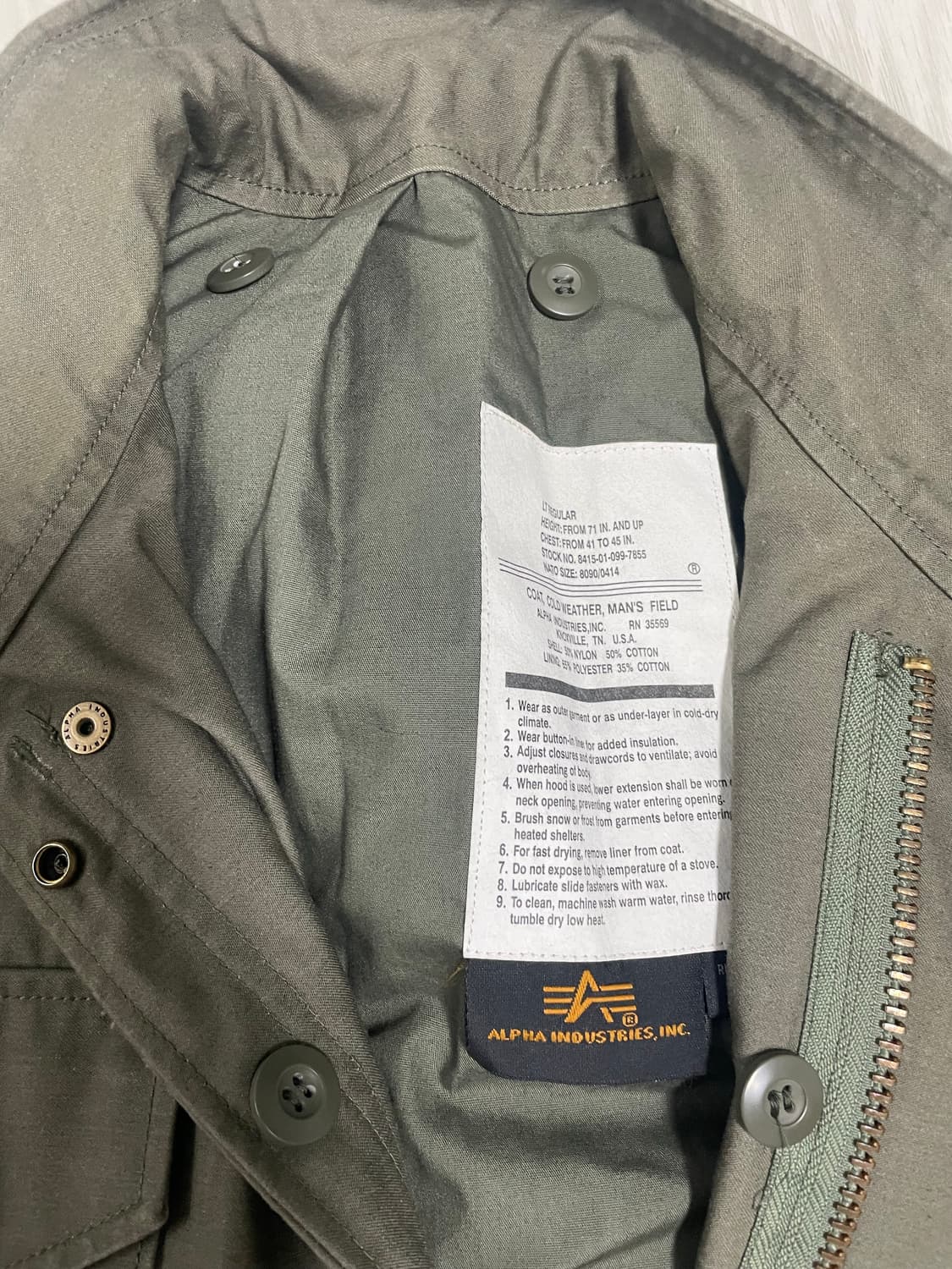 알파인더스트리 m65 필드자켓  LT 라지 105-110민트급 상품이미지2