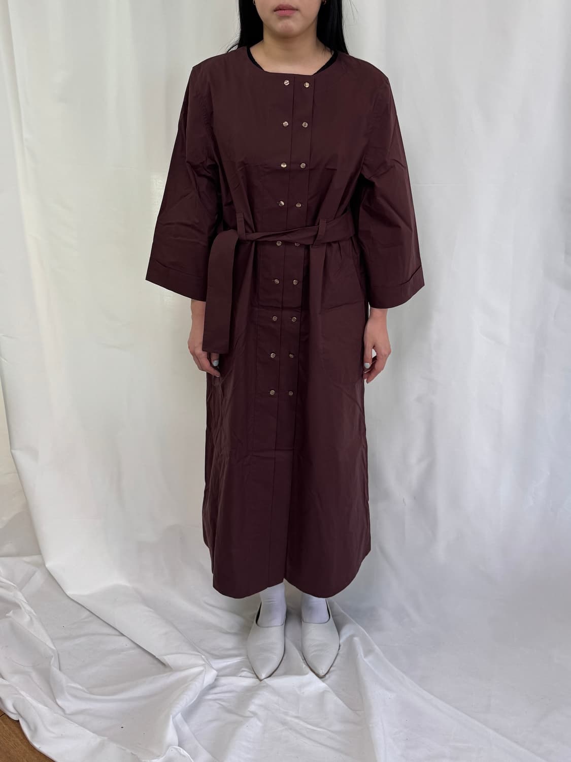 Soeur 와인색 셔츠 원피스 상품이미지2