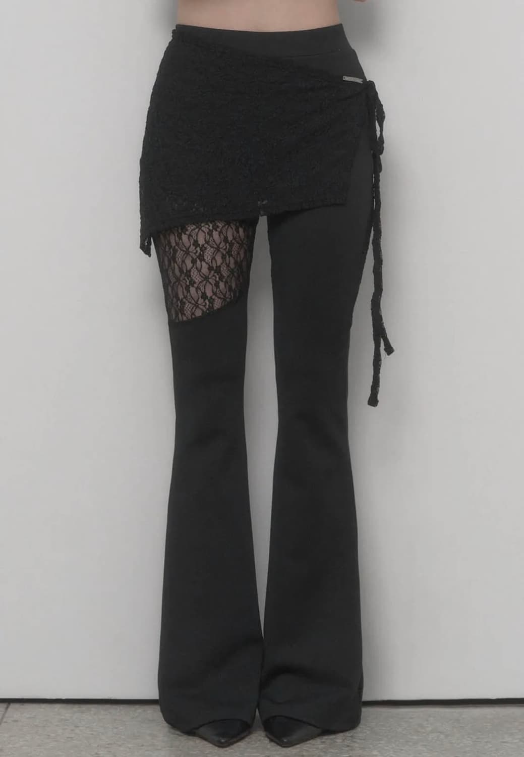 에트오소메 See Through Lace Lap Bootcut Pants 상품이미지1