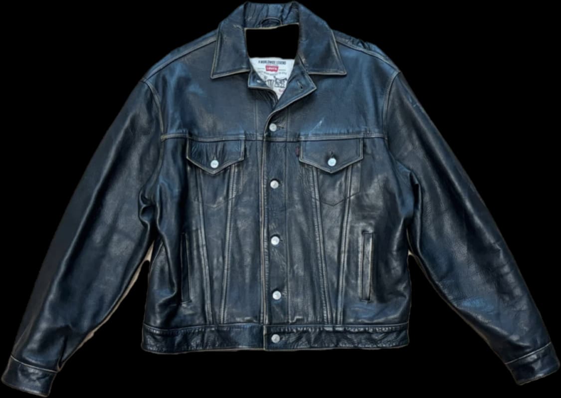 리바이스 TYPE 3 블랙 레더자켓 상품이미지1