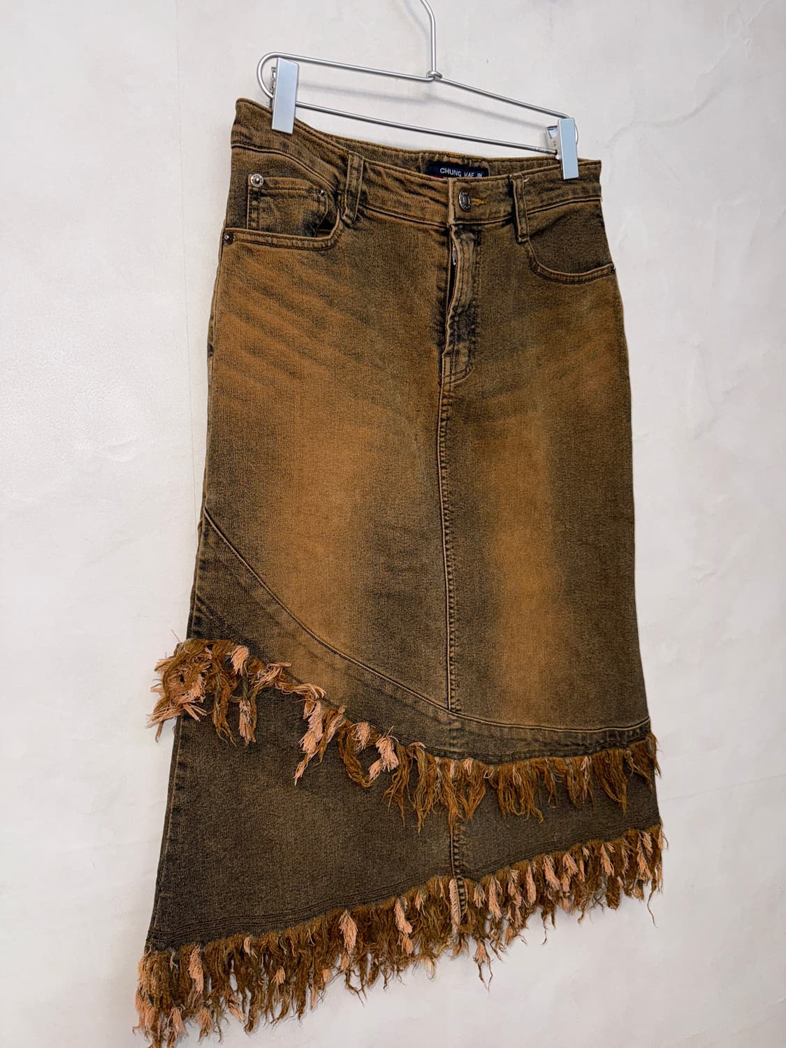 Washing brown denim grunge destroyed sk 상품이미지2