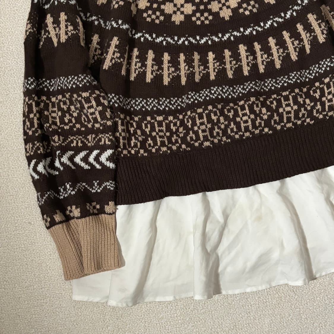 일본빈티지 노르딕 모리걸 브라운 레이어드 니트 상품이미지3