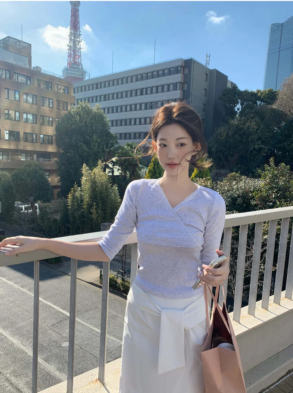 구함/구매 제니오 에블린 아일렛 7부 티셔츠 멜란지 삽니다 상품이미지1