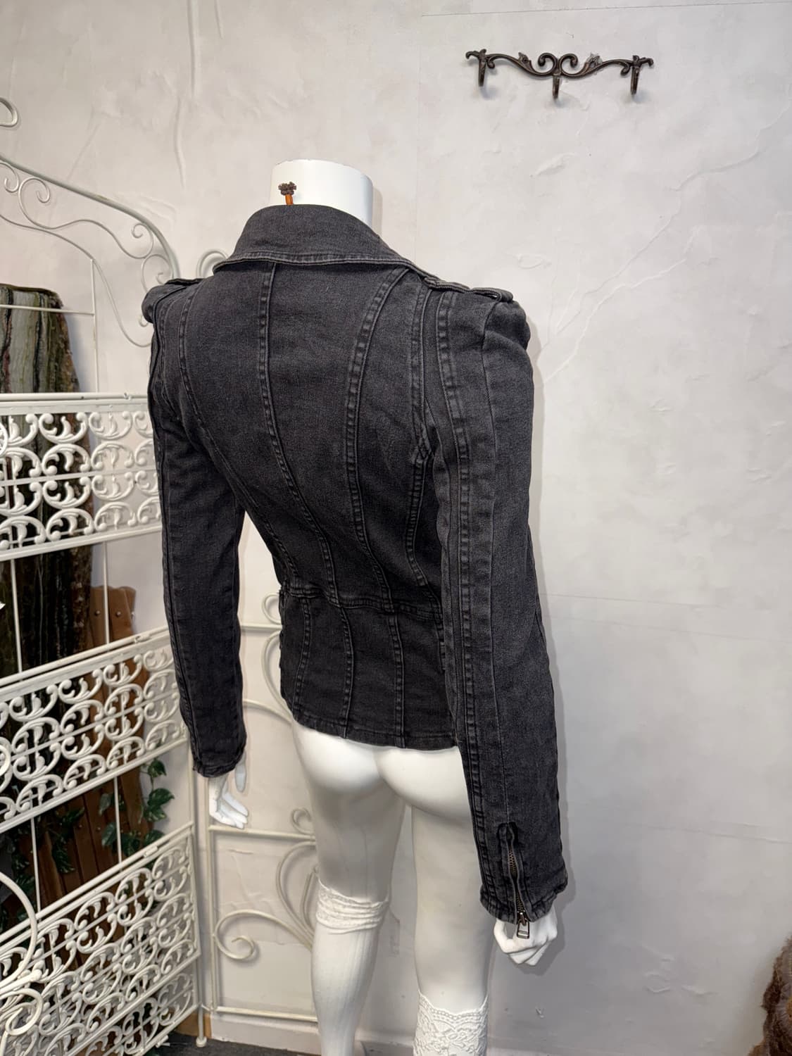 Black denim side double buckle rider jk 상품이미지4