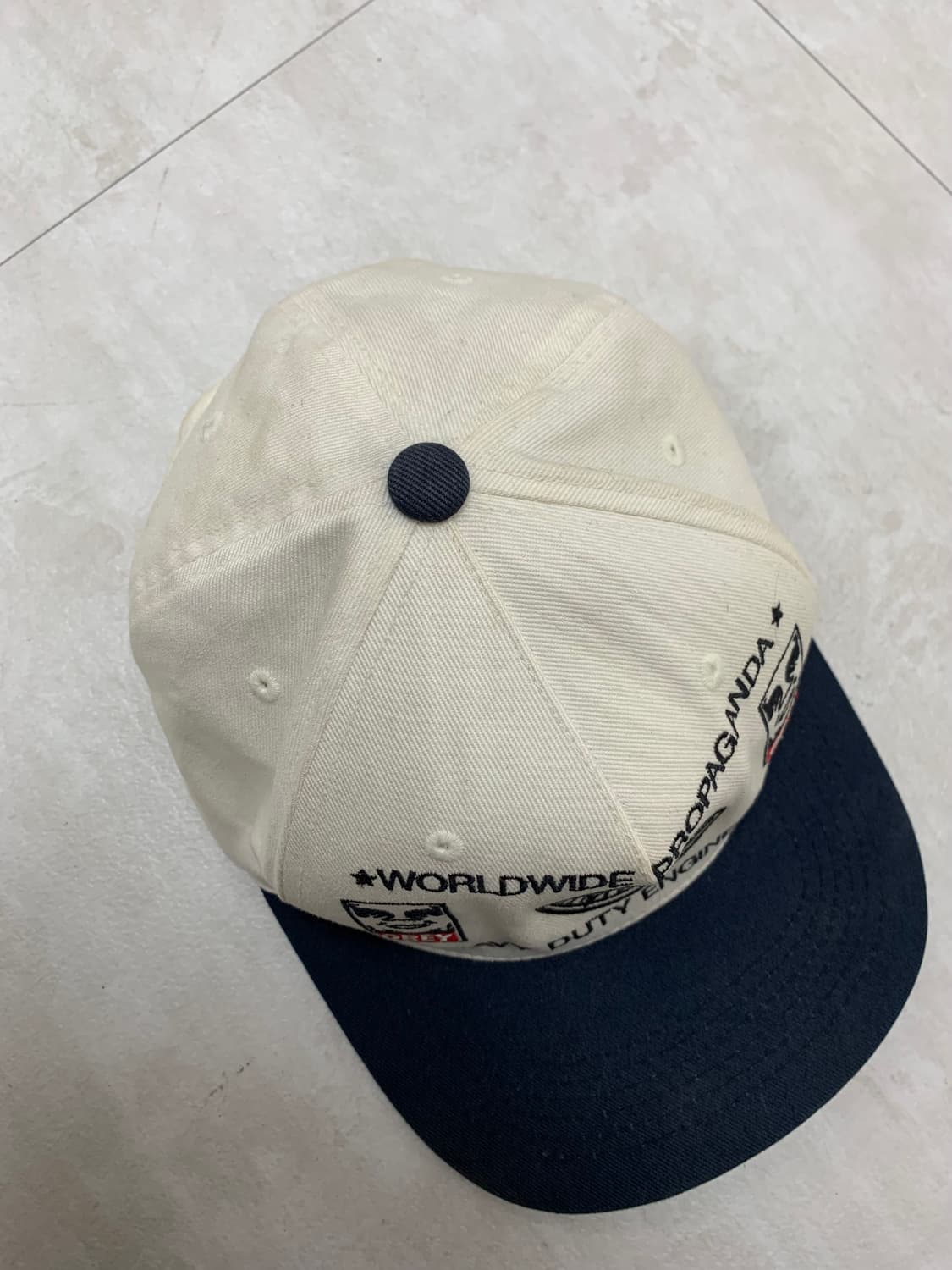 오베이 화이트 네이비 일자 볼캡 #294 상품이미지6