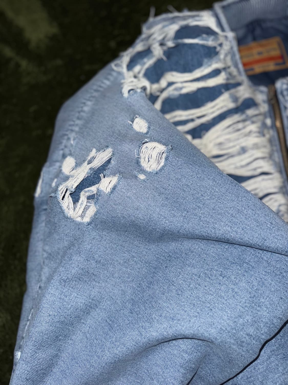 [XL] 디젤 디스트로이드 헤비웨이트 데님 봄버 자켓 라이트 인디고 상품이미지6