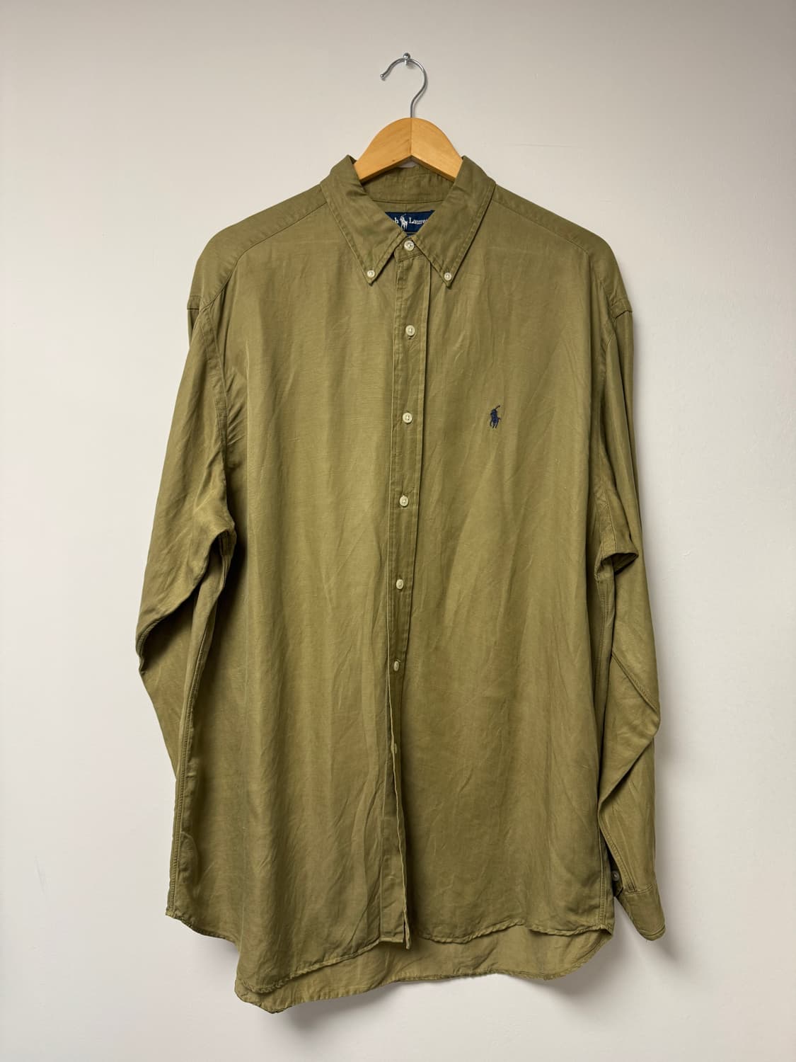 폴로랄프로렌 실크린넨 셔츠 카키 90s XXL 상품이미지1