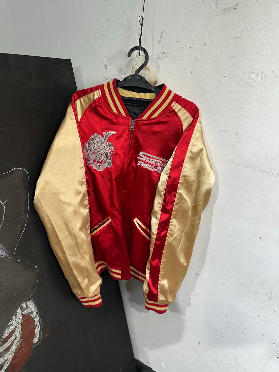 Jpn 일본빈티지 오리엔탈 태국 양면 검빨 스카잔 자켓 상품이미지8