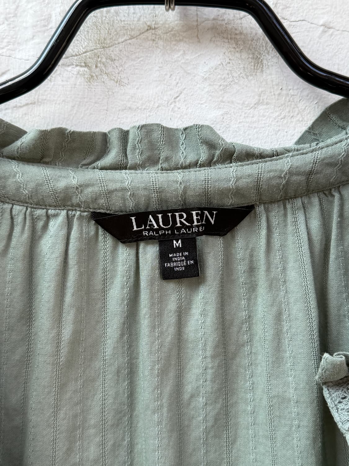 Lauren Ralph Lauren 세이지 그린 자수 핀턱 블라우스 M 상품이미지2