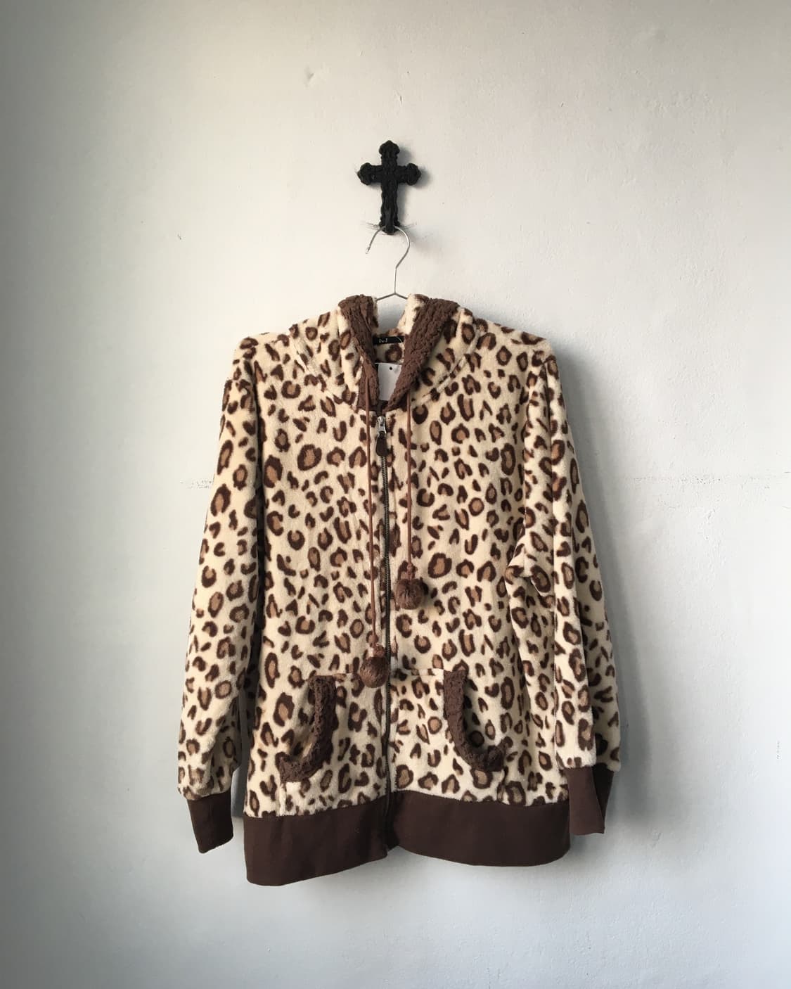 Leopard pattern fleece hood zip up 상품이미지2