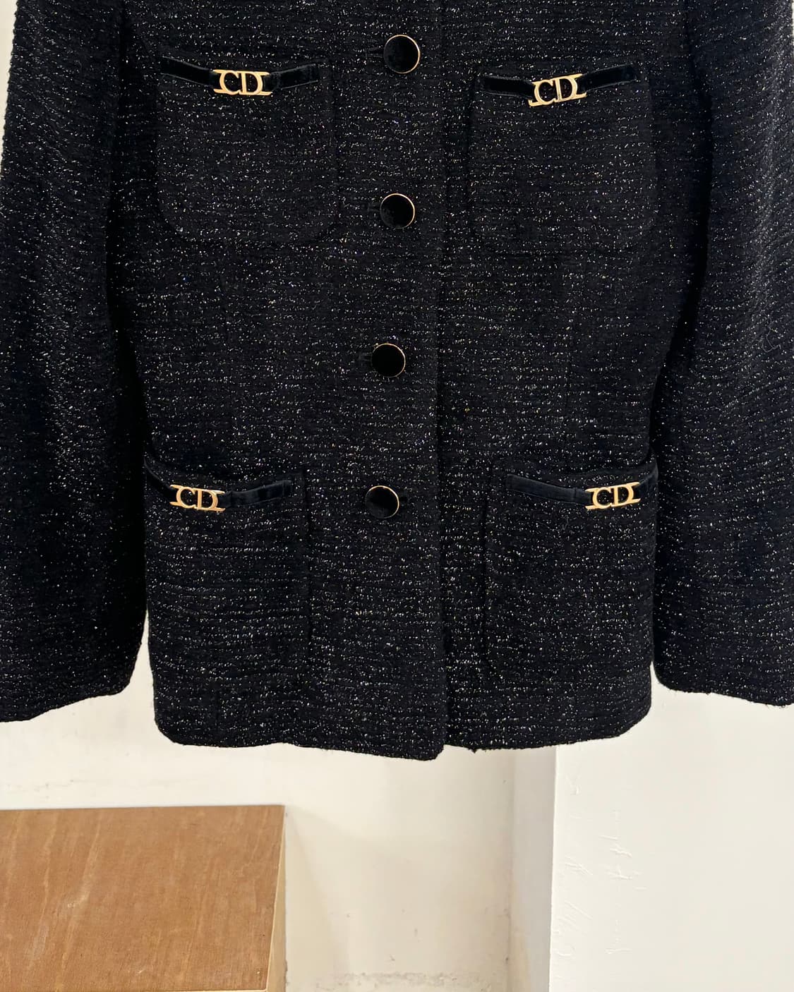 크리스찬 디올 블랙 트위드 금장 자켓 상품이미지5