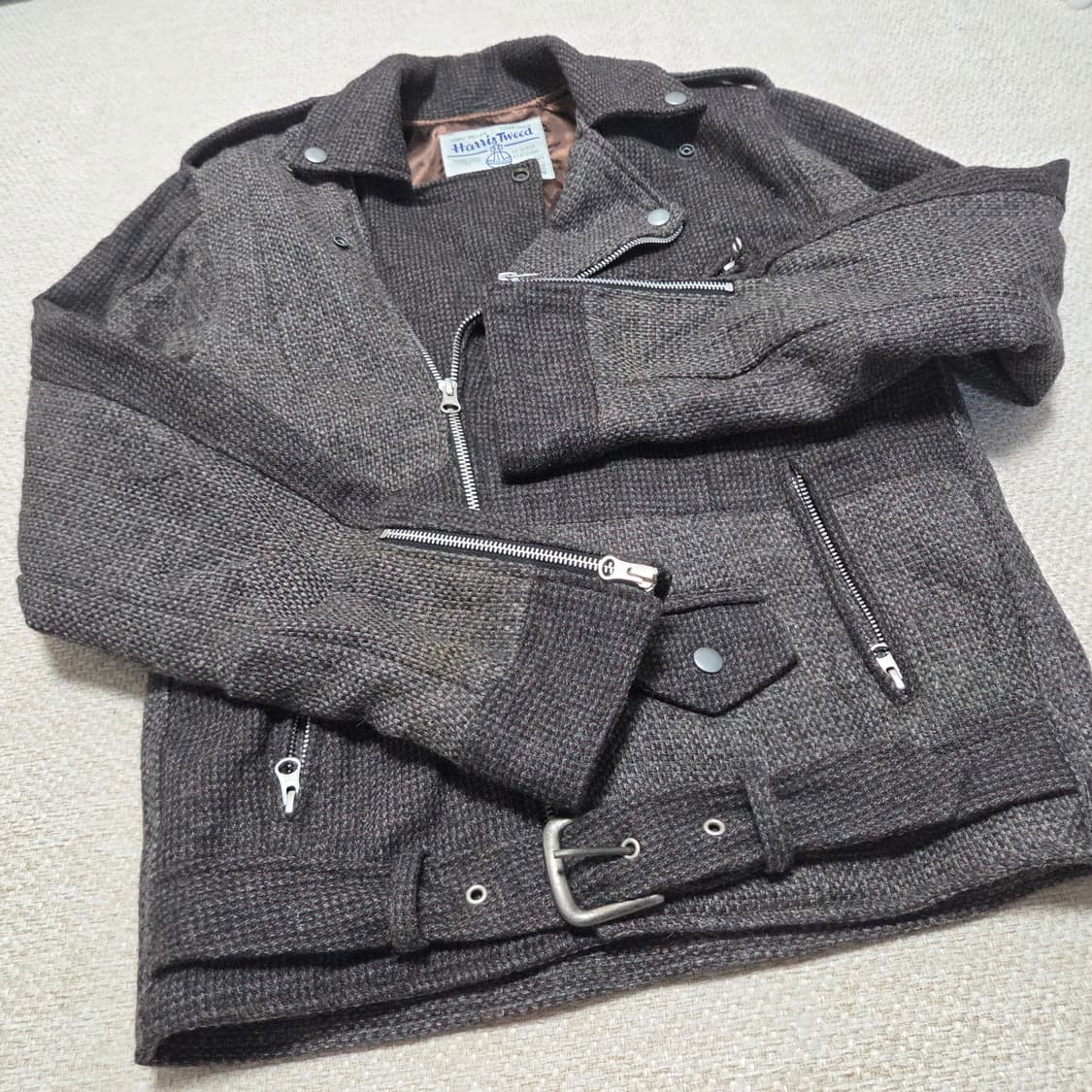 Harris Tweed 해리스 트위드 패치 워크 라이더 자켓 상품이미지4