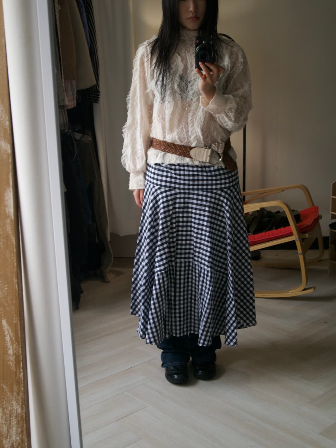 check pattern long skirt 상품이미지6