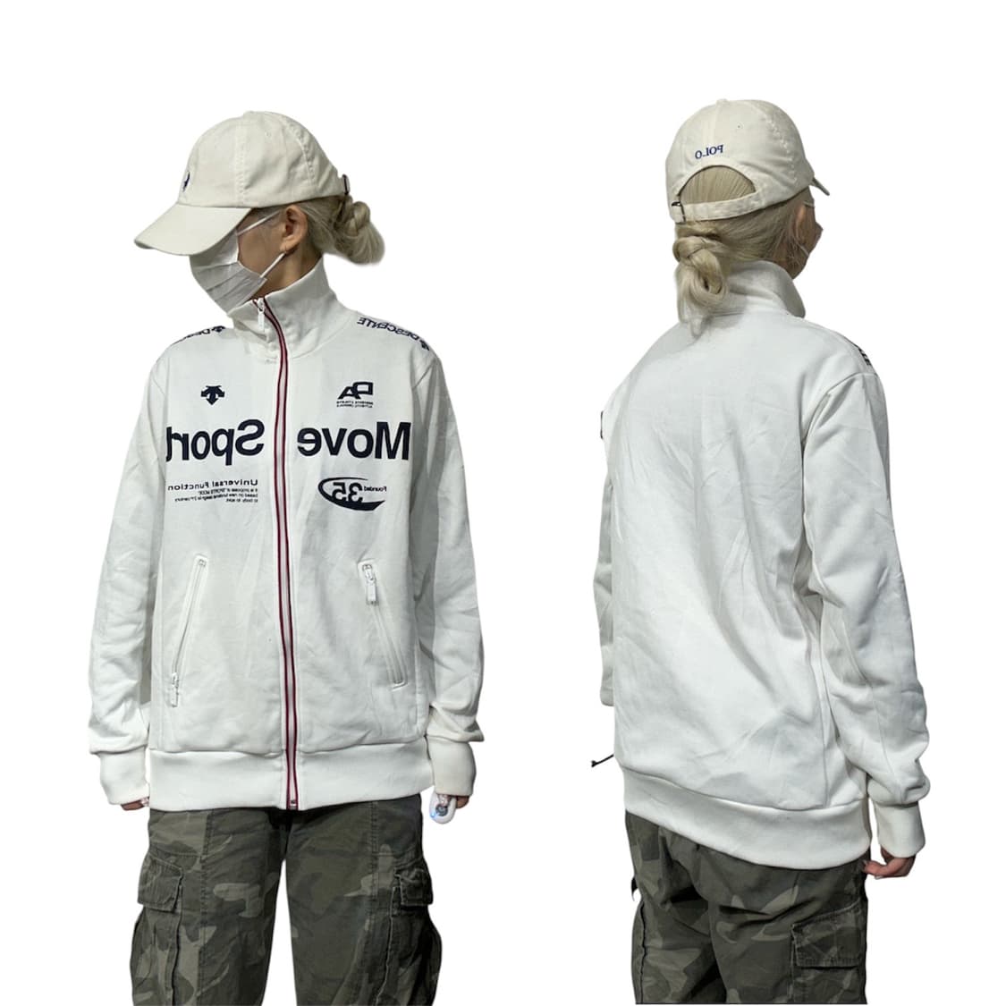 데상트 화이트 빅 로고 스펠아웃 올드스쿨 트랙탑 져지 M 상품이미지1