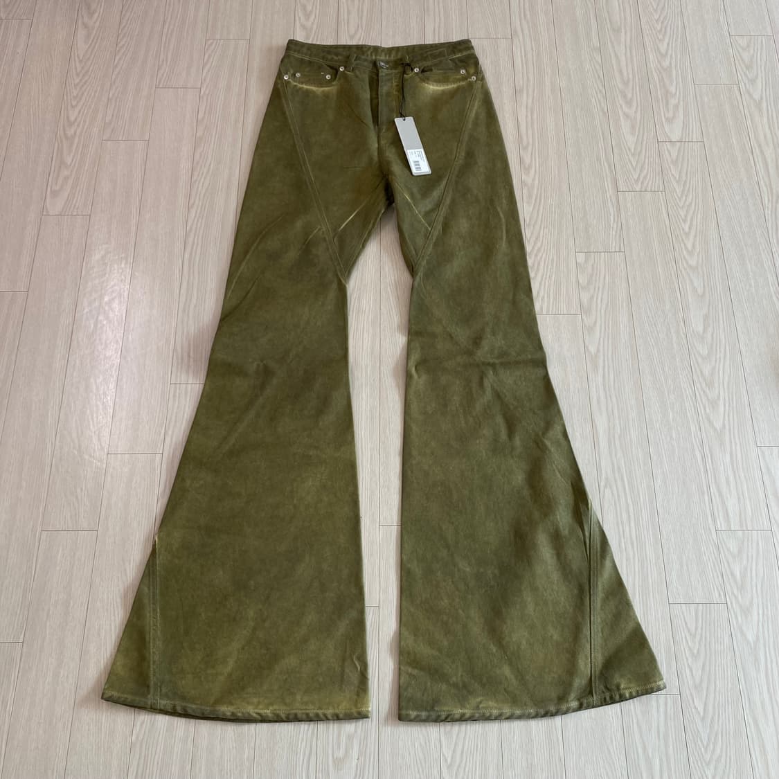 [31] 릭오웬스 다크쉐도우 포터빌 바이어스 부츠컷 세이지 그린 코팅 상품이미지1