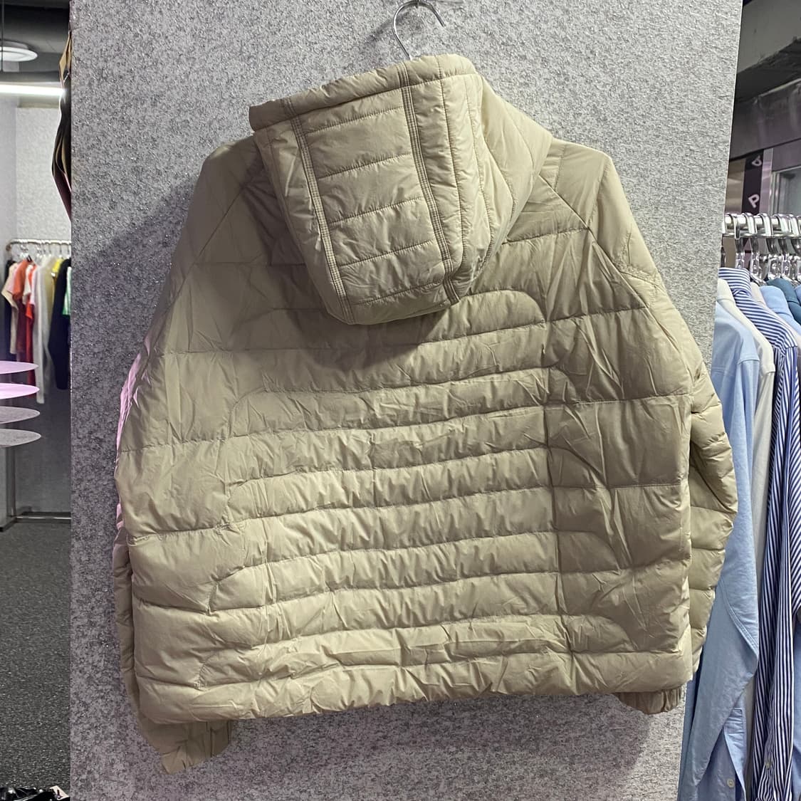 빈티지 후디 스트링 베이지 경량패딩 B3268 상품이미지3