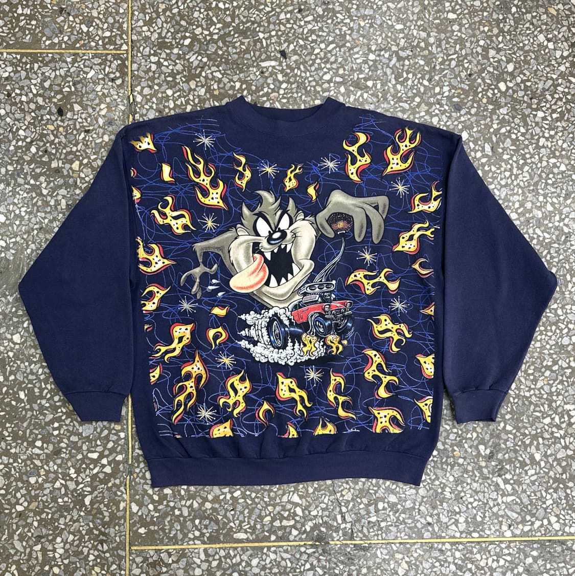 90s USA 태즈 플레임 핫로드 빈티지 스웻셔츠 XL 상품이미지1