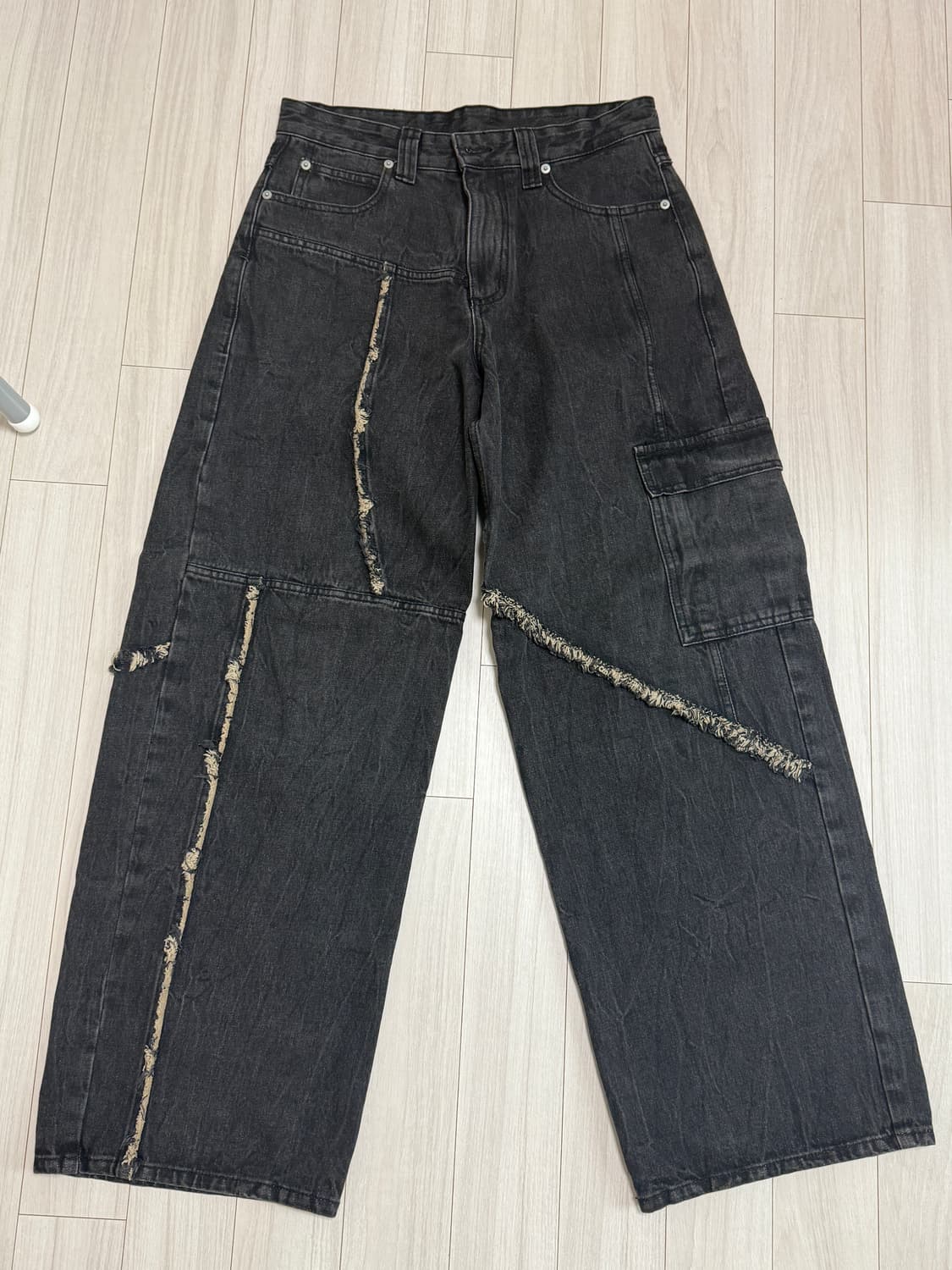 노운 언밸런스 와이드 데님팬츠 상품이미지1