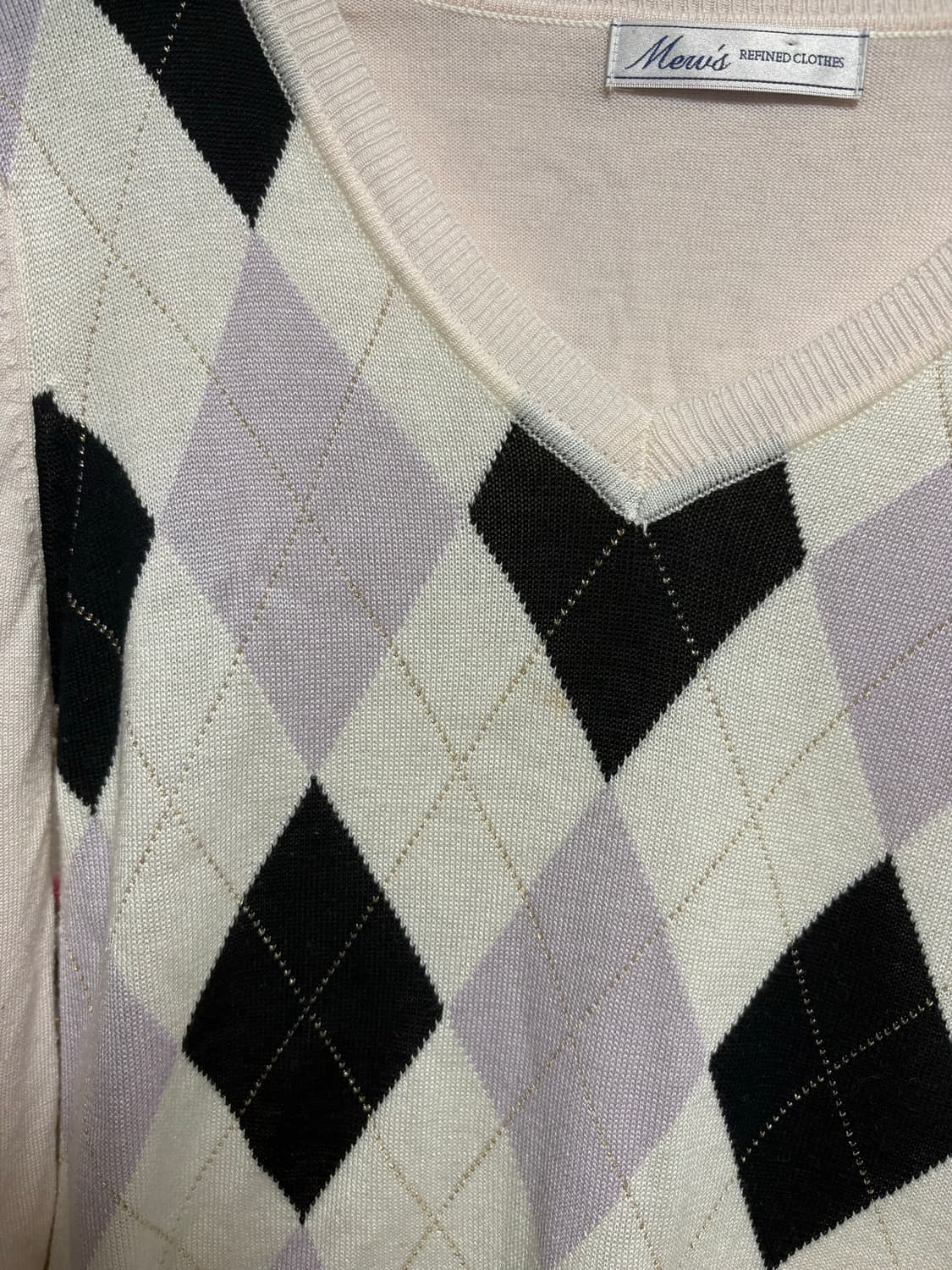 핑크 아가일 빈티지 니트 상품이미지2