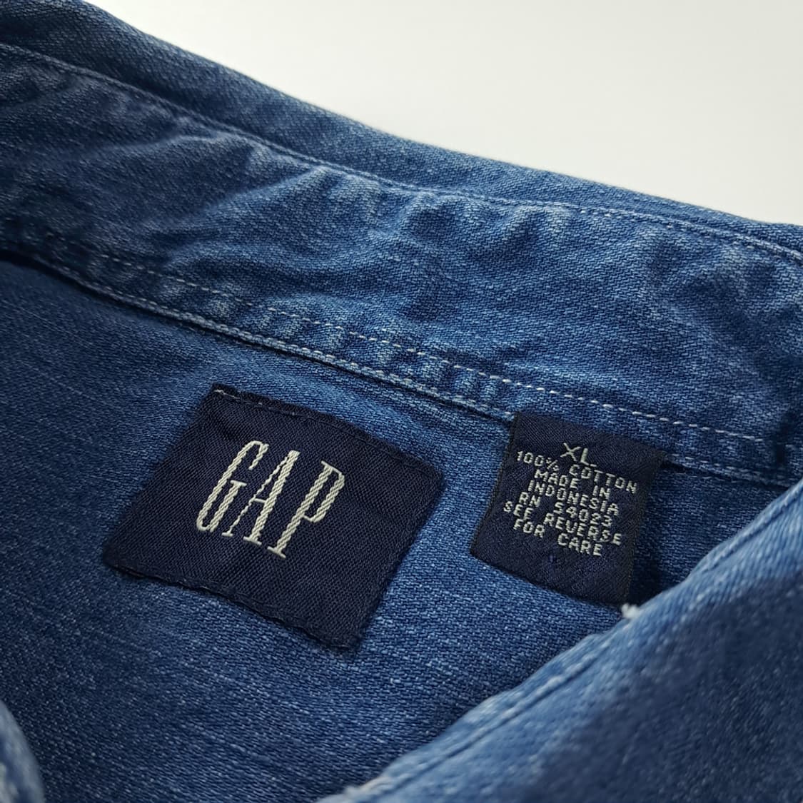 CK376 XL 갭 90s 워싱 중청 데님 셔츠 남방 상품이미지3