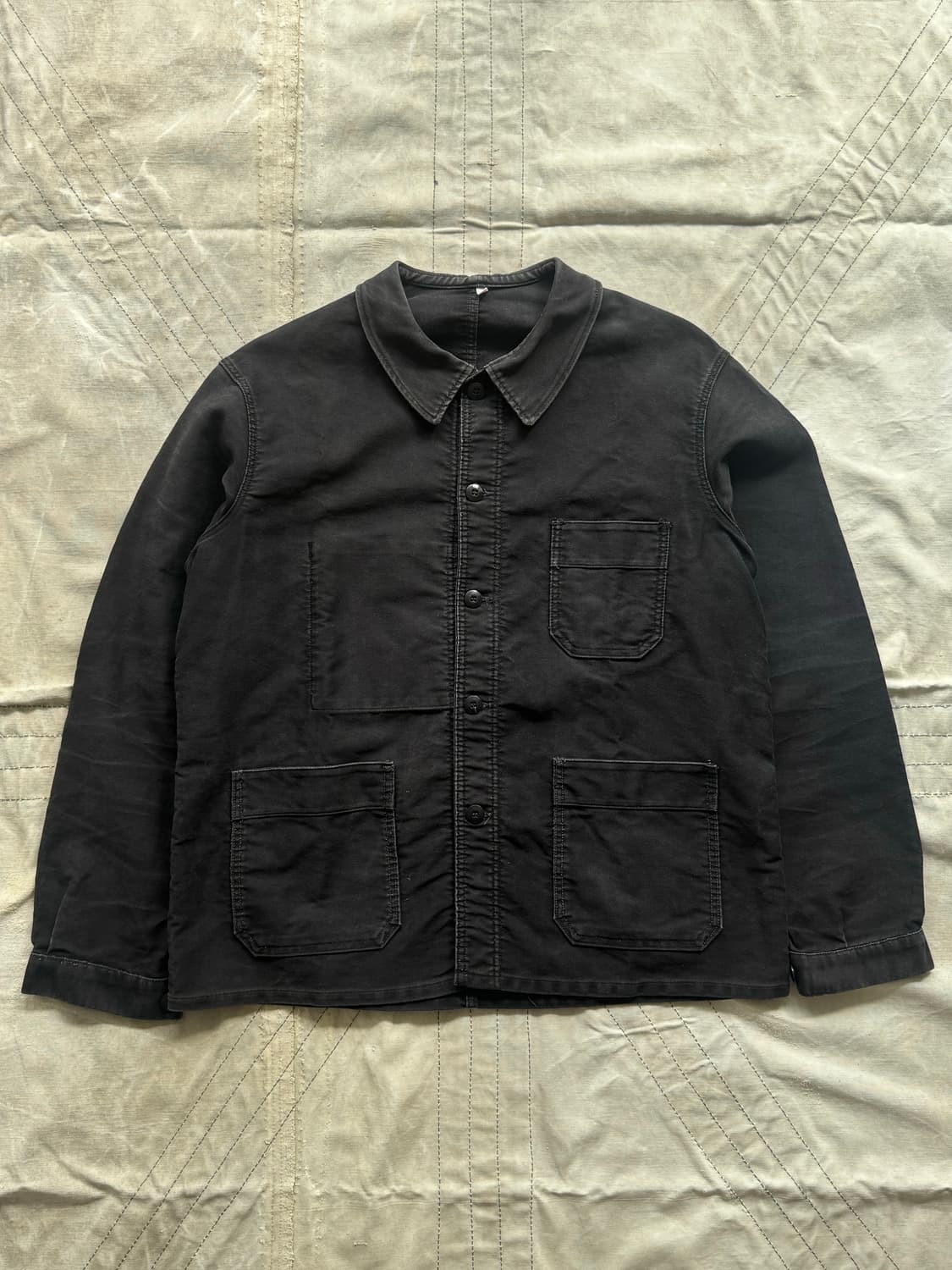 50s French Black Moleskin Work Jacket 상품이미지1