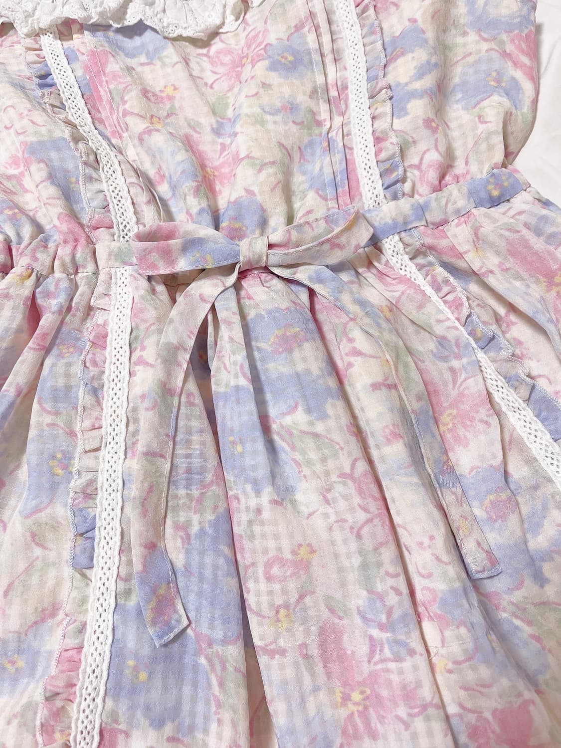 리즈리사 미니 원피스 민소매 블라우스 레이스 꽃무늬 플라워 히메갸루 로걀 상품이미지3